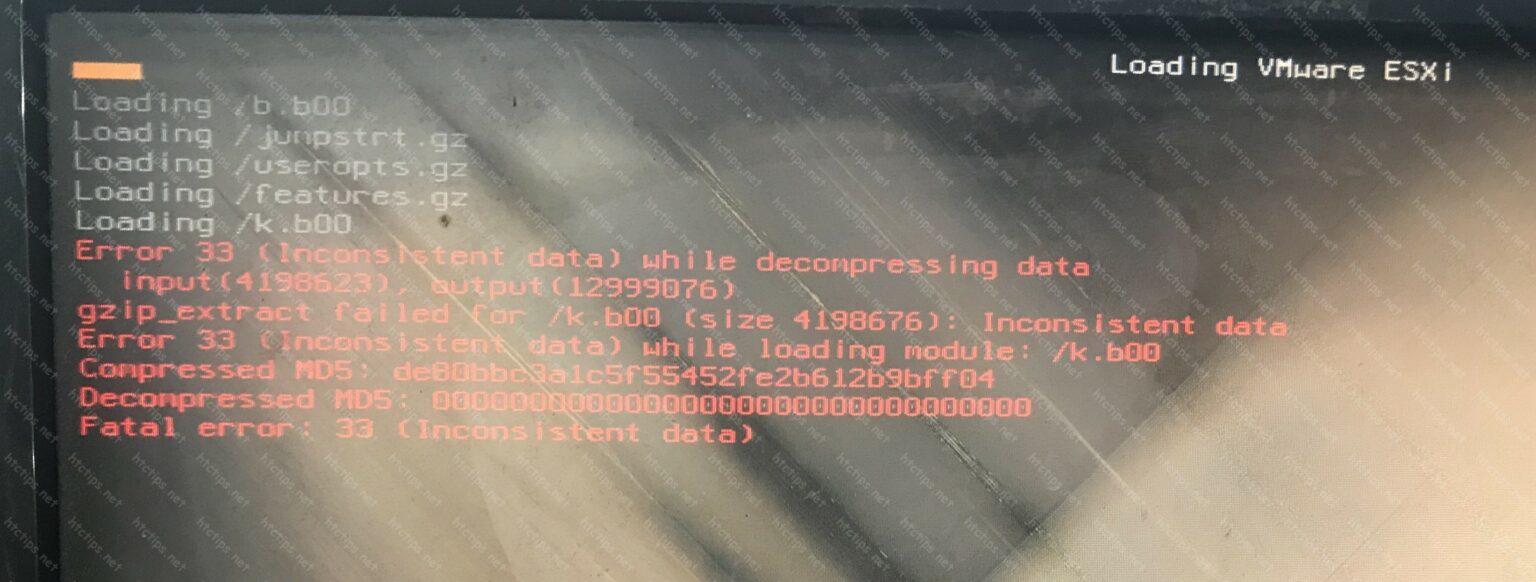 Sửa lỗi 'Error 33 Inconsistent data' trên VMWare ESXi HTCTIPs