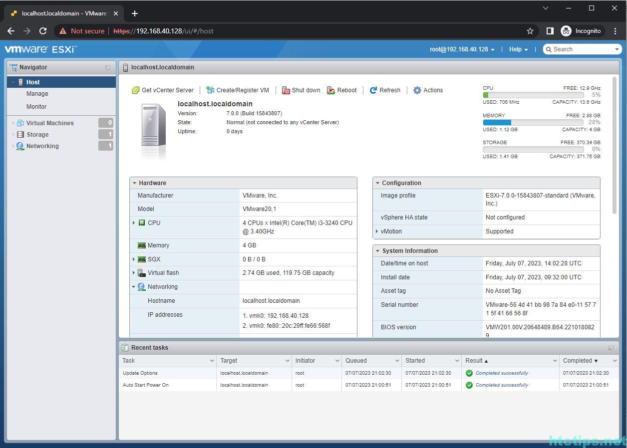 Hướng dẫn cài đặt VMware ESXi 7 - HTCTIPs